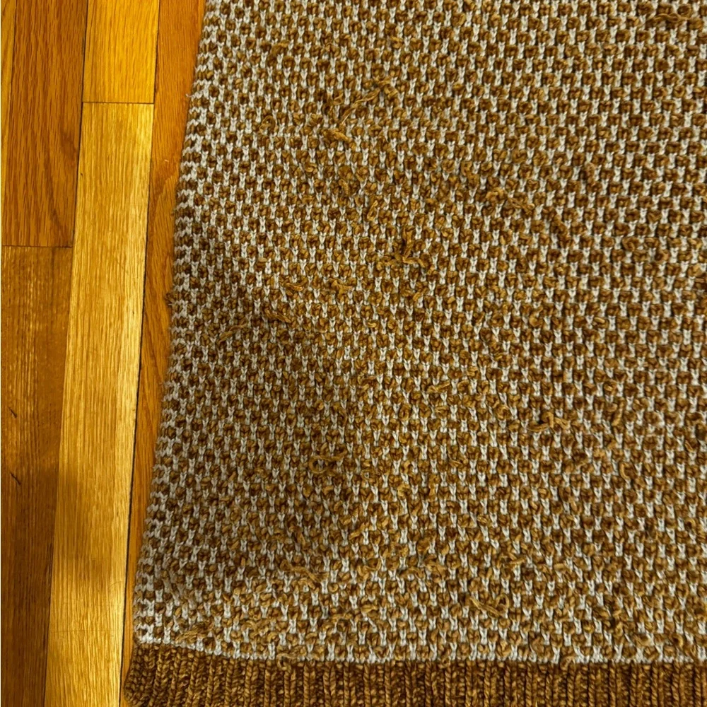 West Elm Chenille Throw Blanket Gold Yellow White 50 In X 60 In Polyester